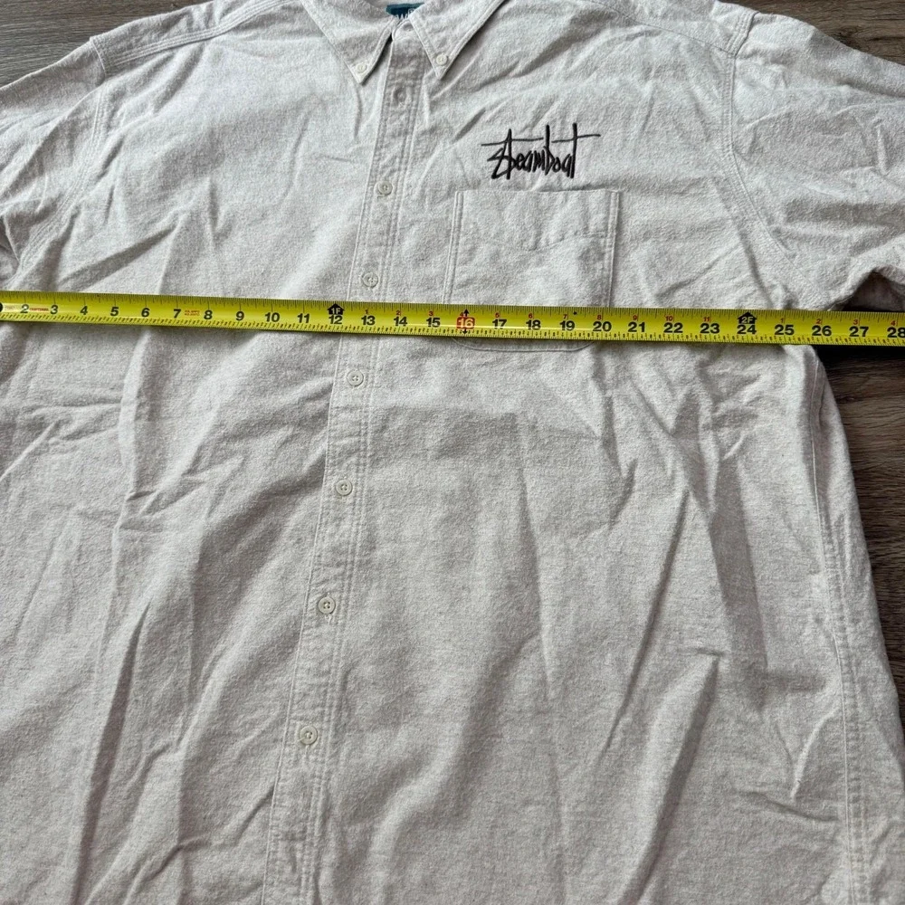 Steamboat Shirt Embroidered Ski Woolrich Button Down Cotton VTG‎ | Cream | XXL